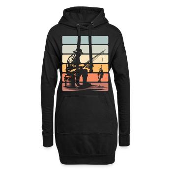 Angeln Angler Fischen - Hoodie-Kleid - Schwarz - Vorne