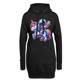 Licorne astronaute - Sweat-shirt à capuche long Femme - noir - Devant
