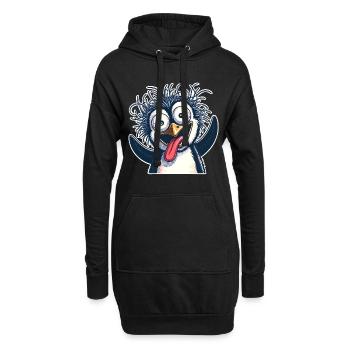 Pinguin Crazy - Hoodie-Kleid - Schwarz - Vorne