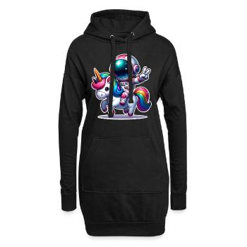 Licorne astronaute - Sweat-shirt à capuche long Femme - noir - Devant