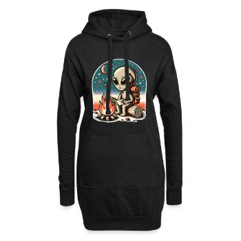 Alien Lagerfeuer Wanderung - Hoodie-Kleid - Schwarz - Vorne
