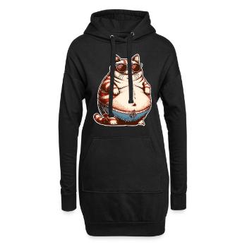 Dicke Katze - Hoodie-Kleid - Schwarz - Vorne