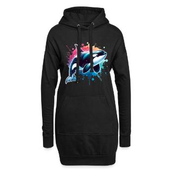 Orque Épaulard - Sweat-shirt à capuche long Femme - noir - Devant