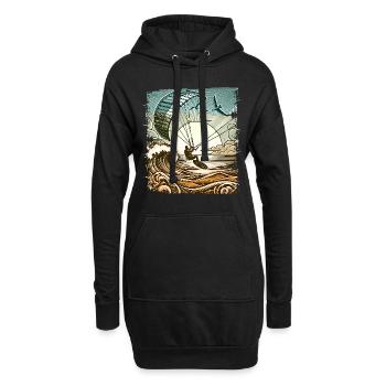 Kitesurfen Kitesurf Kitesurfer Kiteboard - Hoodie-Kleid - Schwarz - Vorne
