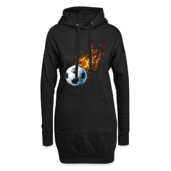 Fußball Feuer - Hoodie-Kleid - Schwarz - Vorne