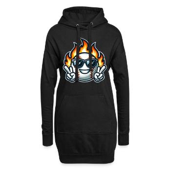 Flammes de baseball - Sweat-shirt à capuche long Femme - noir - Devant