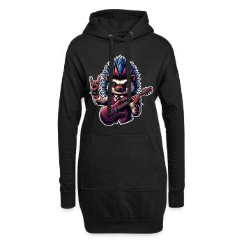 Igel Rock and Roll Gitarrist - Hoodie-Kleid - Schwarz - Vorne