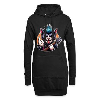 Cat Guitariste de Rock and Roll - Sweat-shirt à capuche long Femme - noir - Devant