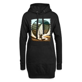 Kitesurf Kitesurfer Kiteboard - Hoodie-Kleid - Schwarz - Vorne