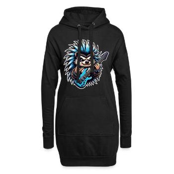 Igel Rock and Roll Gitarrist - Hoodie-Kleid - Schwarz - Vorne