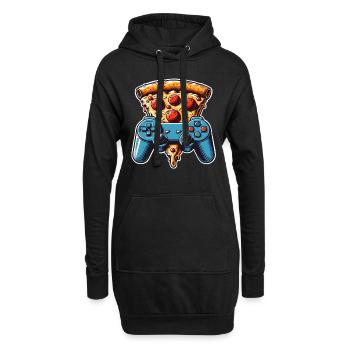 Pizza Gaming Gamer - Hoodie-Kleid - Schwarz - Vorne