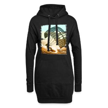 Kitesurfen Kitesurfer Kiteboard - Hoodie-Kleid - Schwarz - Vorne
