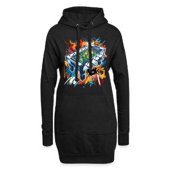 Tischkicker Tischfußball - Hoodie-Kleid - Schwarz - Vorne