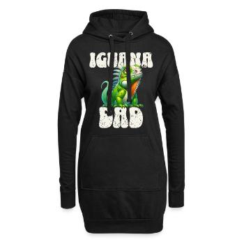 Papa iguane - Sweat-shirt à capuche long Femme - noir - Devant