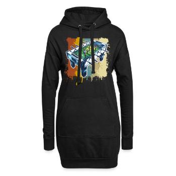 Tischkicker Tischfußball - Hoodie-Kleid - Schwarz - Vorne