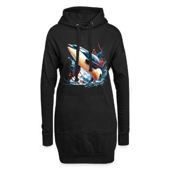 Orque Épaulard - Sweat-shirt à capuche long Femme - noir - Devant