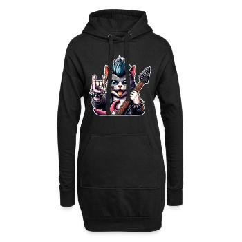 Cat Guitariste de Rock and Roll - Sweat-shirt à capuche long Femme - noir - Devant