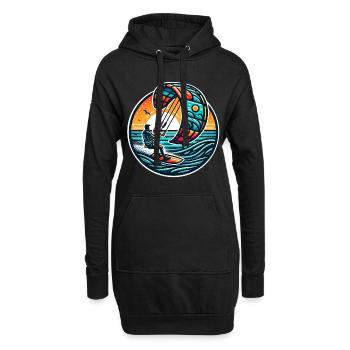 Kitesurfen Kitesurfer Kiteboard - Hoodie-Kleid - Schwarz - Vorne