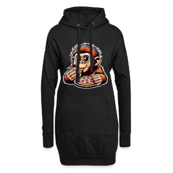 Pizza néandertalienne - Sweat-shirt à capuche long Femme - noir - Devant