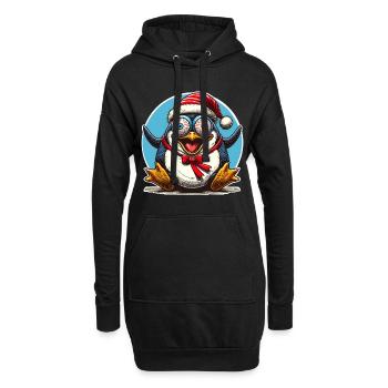 pingouin de Noël fou - Sweat-shirt à capuche long Femme - noir - Devant