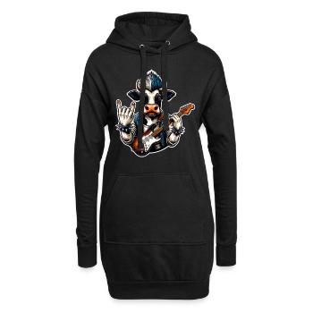 Kuh Rock and Roll Gitarrist - Hoodie-Kleid - Schwarz - Vorne