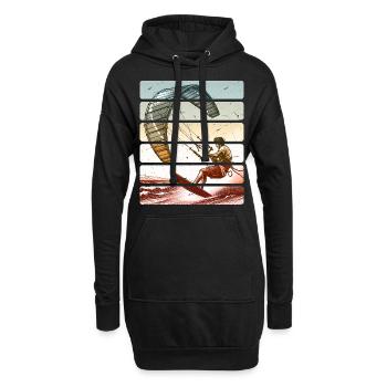 Kitesurfen Kitesurfer Kiteboard - Hoodie-Kleid - Schwarz - Vorne