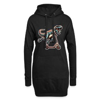 Tretroller E-Scooter E-Roller T Rex Dino Scooter - Hoodie-Kleid - Schwarz - Vorne