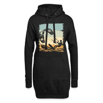 Kitesurfen Kitesurfer Kiteboard - Hoodie-Kleid - Schwarz - Vorne