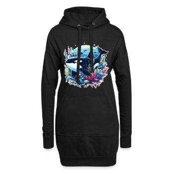 Orque Épaulard - Sweat-shirt à capuche long Femme - noir - Devant
