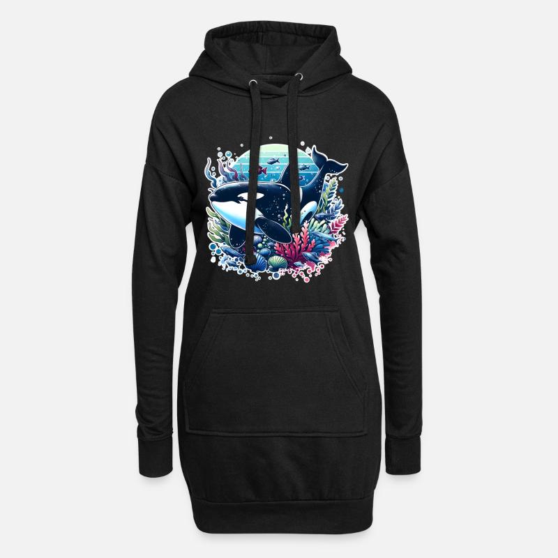 Orca Schwertwal - Hoodie-Kleid - Schwarz