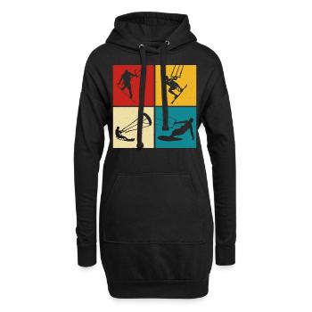 Kitesurfer Kiteboard Kitesurfen Kitesurf - Hoodie-Kleid - Schwarz - Vorne