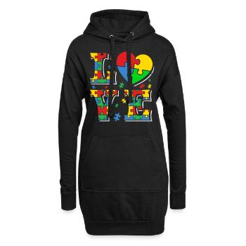 Autismus Autisten Love - Hoodie-Kleid - Schwarz - Vorne