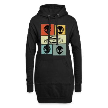 Alien Ovni Rétro Vintage - Sweat-shirt à capuche long Femme - noir - Devant