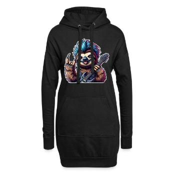 Faultier Rock and Roll Gitarrist - Hoodie-Kleid - Schwarz - Vorne
