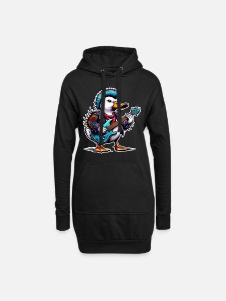 Ente Rock and Roll Gitarrist - Hoodie-Kleid - Schwarz