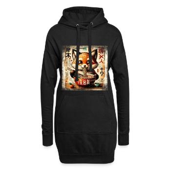 Ramen Fuchs Grunge Poster Style - Hoodie-Kleid - Schwarz - Vorne