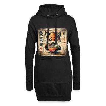 Fuchs Ramen - Hoodie-Kleid - Schwarz - Vorne