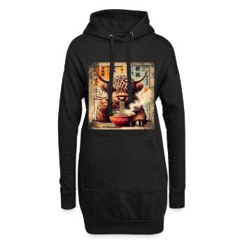 Ramen Highland Cow Grunge Style d’affiche - Sweat-shirt à capuche long Femme - noir - Devant