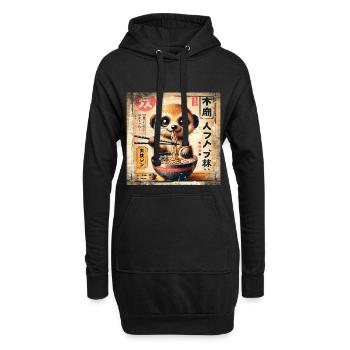 Ramen Erdmännchen Grunge Poster Style - Hoodie-Kleid - Schwarz - Vorne