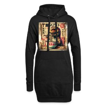 Ramen T Rex Dinosaure Grunge Poster Style - Sweat-shirt à capuche long Femme - noir - Devant