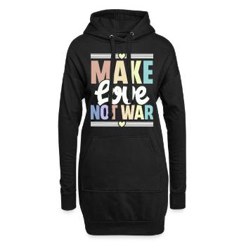Make Love Not War - Hoodie-Kleid - Schwarz - Vorne