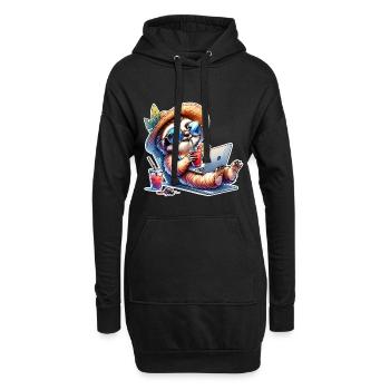 paresseux ordinateur portable cocktail travail - Sweat-shirt à capuche long Femme - noir - Devant
