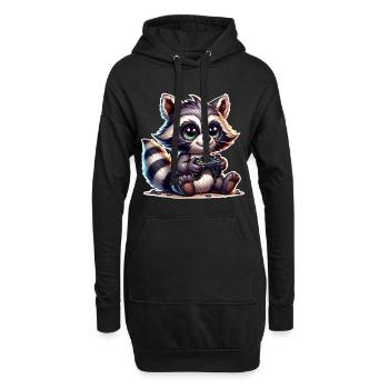 Raccoon Gamer - Sweat-shirt à capuche long Femme - noir - Devant