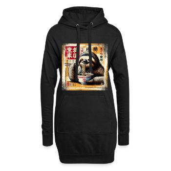 Faultier Ramen Grunge Poster Style - Hoodie-Kleid - Schwarz - Vorne
