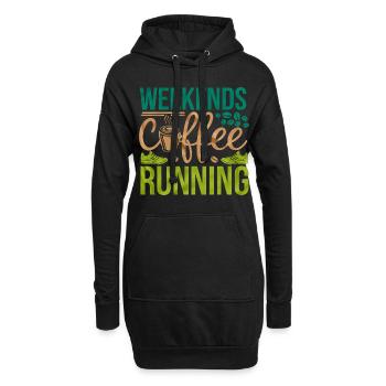 Weekends Coffee Running 6 - Hoodie-Kleid - Schwarz - Vorne