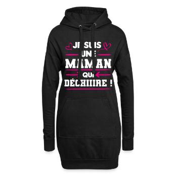 Cadeau sympa maman qui déchire - Sweat-shirt à capuche long Femme - noir - Devant