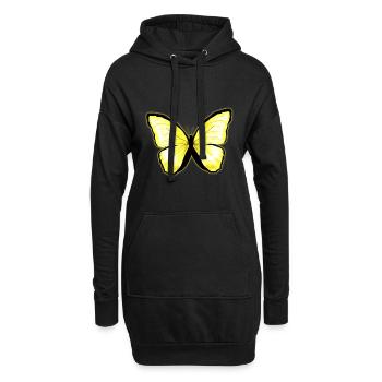 Papillon jaune citron papillon - Sweat-shirt à capuche long Femme - noir - Devant