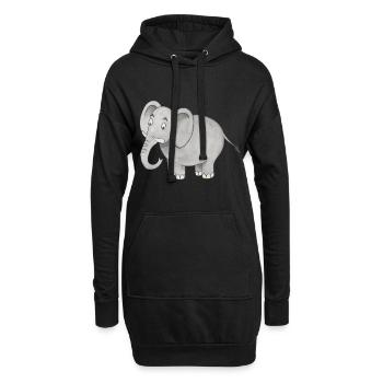 Elefant niedlich Kinder Geschenk Safari Zoo Rüssel - Hoodie-Kleid - Schwarz - Vorne