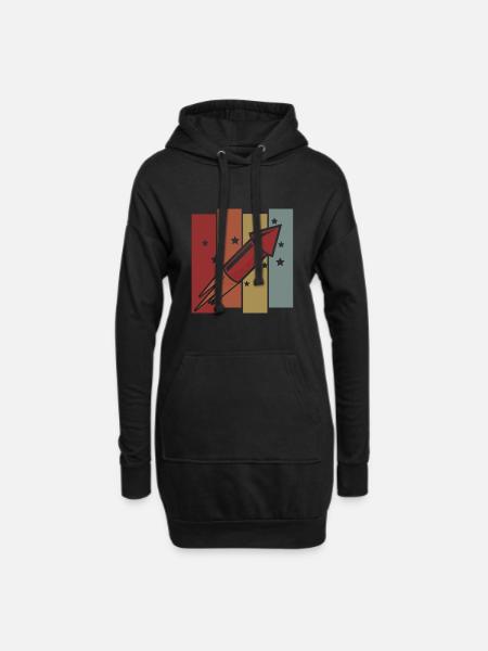 Feuerwerk Retro Vintage Silvester Rakete - Hoodie-Kleid - Schwarz