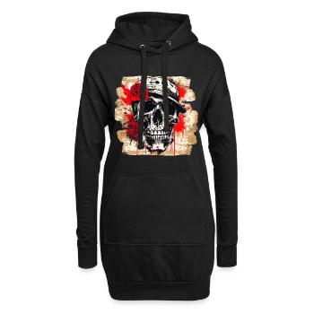 Totenschädel Tattoo Heavy Metal Rocker - Hoodie-Kleid - Schwarz - Vorne